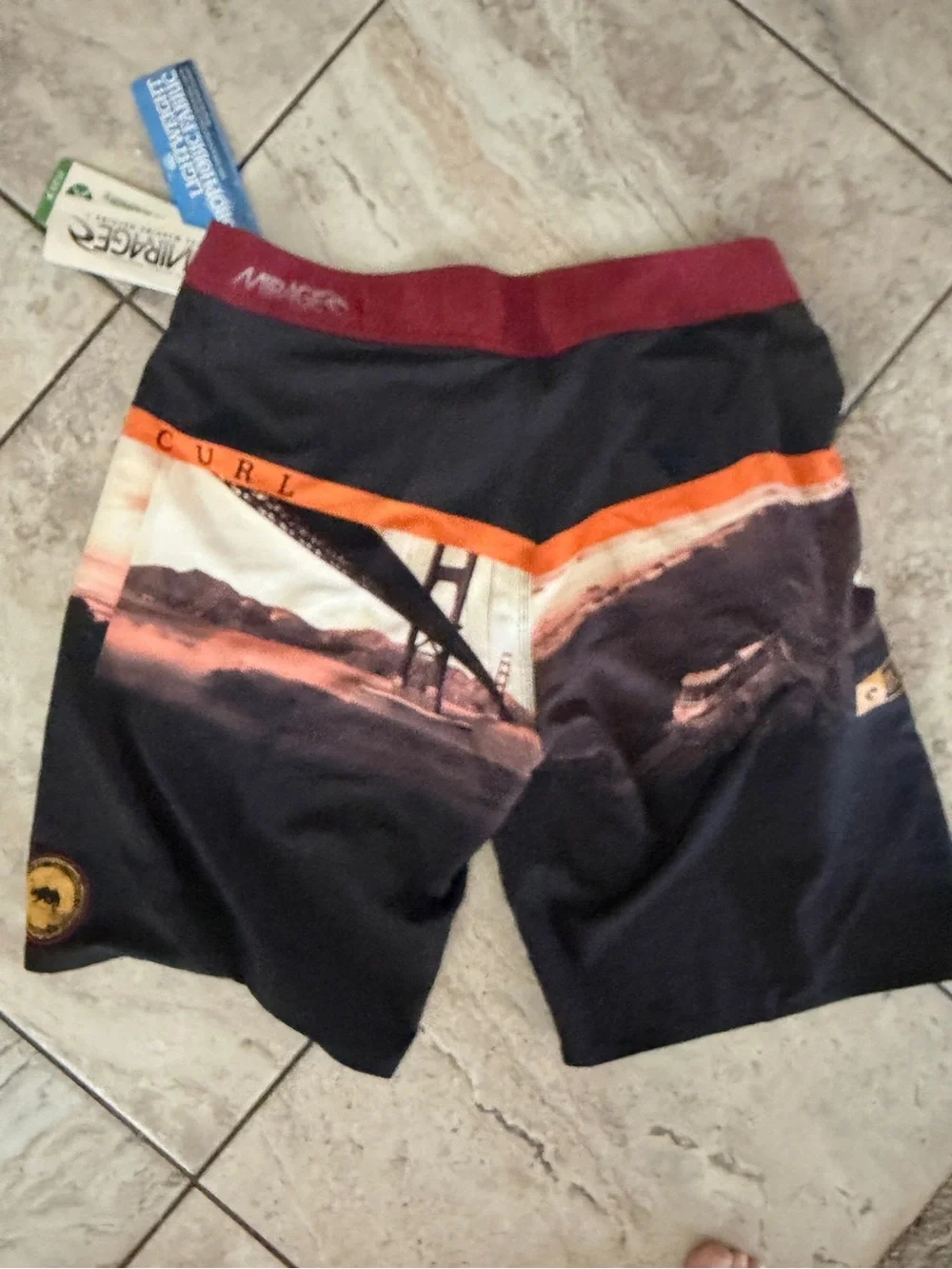 Rip Curl Men’s Black, Maroon & Orange Wave Boardshorts - 34